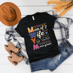 mom of 2 wife moon lover t-shirt - mom shirt, mom of two, yoga lover shirt, yoga teacher shirt, mom of twins shirt