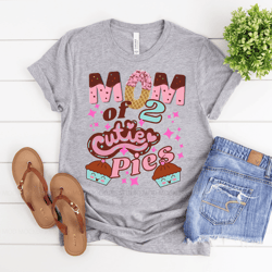 mom of 2 cutie pies t-shirt - mom shirt, mom of two, mom of twins shirt, mom of siblings shirt, squared mother shirt