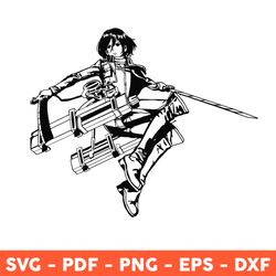 Mikasa Attacking from Attack on Titan SVG File, Mikasa Svg, Attack on Titan Svg, Anime Svg, Svg, Png - Download