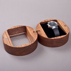 Personalized watch box solid wood Mens womens small jewelry display case Wooden watch holder Watch and cufflinks storage