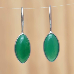 Green Onyx Earrings, Gemstone Dangle Earrings Green Stone Earrings, Silver Women Earrings, Drop Marquise Earrings, Gift