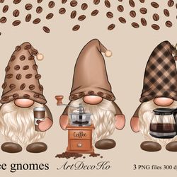 coffee gnomes , watercolor png clipart