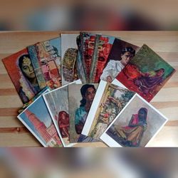 44 vintage postcards "India by Russian and Soviet Painters" 1950s-1970s