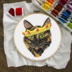 Tortoiseshell Cat Cross Stitch Pattern, Simple Cross Stitch, Cat Decor, Cat Lover Gift, Cat Embroidery, Funny Ca