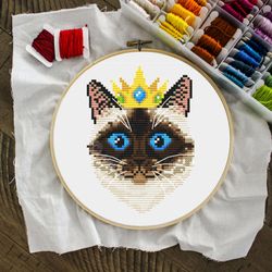 Siamese Cat Cross Stitch Pattern, Simple Cross Stitch, Cat Decor, Cat Lover Gift, Cat Embroidery, Funny Cat