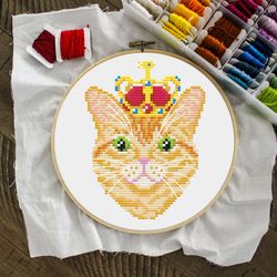 Orange Cat Cross Stitch Pattern, Simple Cross Stitch, Cat Decor, Cat Lover Gift, Cat Embroidery, Funny Cat