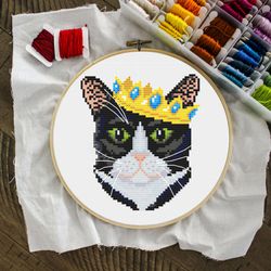 Tuxedo Cat Cross Stitch Pattern, Simple Cross Stitch, Cat Decor, Cat Lover Gift, Cat Embroidery, Funny Cat