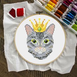 Tabby Cat Cross Stitch Pattern, Simple Cross Stitch, Cat Decor, Cat Lover Gift, Cat Embroidery, Funny Cat