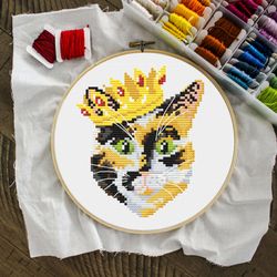 Calico Cat Cross Stitch Pattern, Simple Cross Stitch, Cat Decor, Cat Lover Gift, Cat Embroidery, Funny Cat