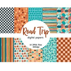 Road Trip Paper | Boho Digital Paper