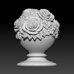 3D STL Model for CNC file Vase with Flowers