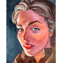 Female Portrait Painting Woman Artwork Oil On Panel 11x14 Inch Girl Art