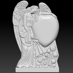 3D STL Model for CNC file Angel with heart