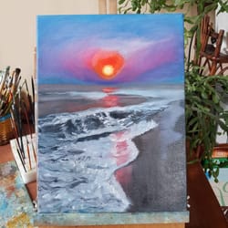sunset on the sea. marineism. painting. art. wall art. oil painting artwork. seascape
