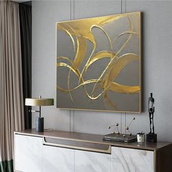 gold leaf art abstract gold painting large abstract painting gold leaf painting gold texture wall art metal art modern