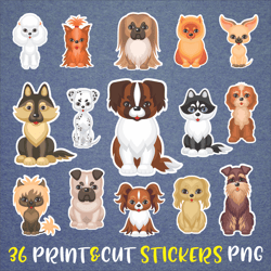 Dog Breeds | Printable Stickers Bundle PNG