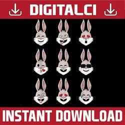 happy easter day rabbit face emotions funny easter day png, happy easter day sublimation design