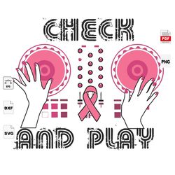 check and play, breast cancer gift, breast cancer svg, cancer awareness, cancer ribbon svg, breast cancer ribbon, breast