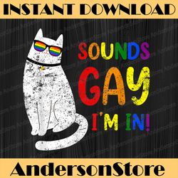 Sounds Gay I Am In Chonk Cat Funny Kitty LGBT Pride Rainbow LGBT Month PNG Sublimation Design