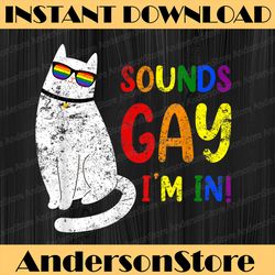 sounds gay i am in chonk cat funny kitty lgbt pride rainbow lgbt month png sublimation design