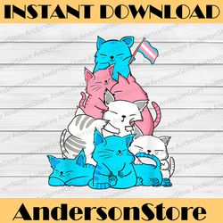 transgender pride cat lgbt trans flag cute cats pile kawaii lgbt month png sublimation design