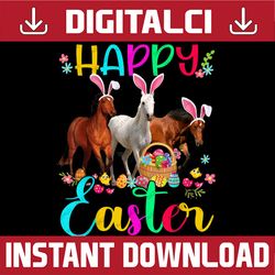 happy easter horse lover three horse wearing bunny ear easter day png, happy easter day sublimation design