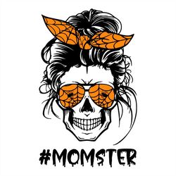 messy bun skull momster spider svg png