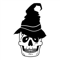 human skull wearing witch hat svg silhouette