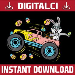 Dabbing Easter Bunny On Monster Truck Dab Dance Easter Day Png, Happy Easter Day Sublimation Design