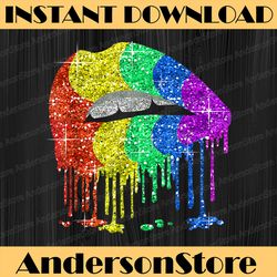 lgbt rainbow bling lips pride gay bisexual lesbian lgbt month png sublimation design