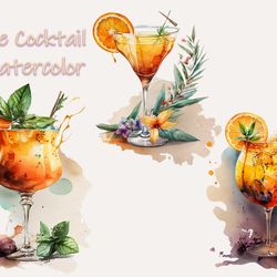 orange cocktail watercolor