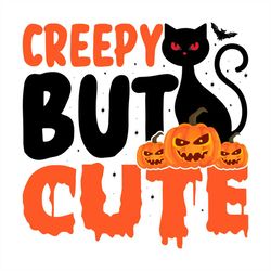 creepy but cute black cat pumpkin svg png