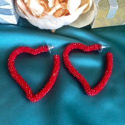 Crystal Heart Hoop Earrings