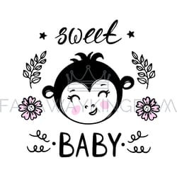 monkey sweet baby cartoon clip art vector illustration set