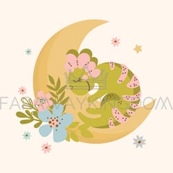 moon dino hand drawn vector illustration baby apparel print