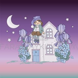 moon dwarf good night magic cartoon vector illustration set