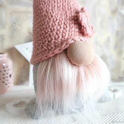Rose Gnome interior toy in a knitted cap
