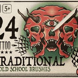 24 traditional tattoo brushes for procreate