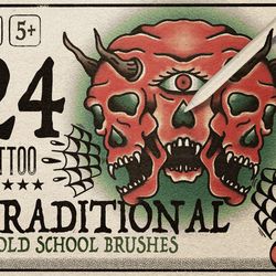 24 Traditional Tattoo Brushes For Procreate