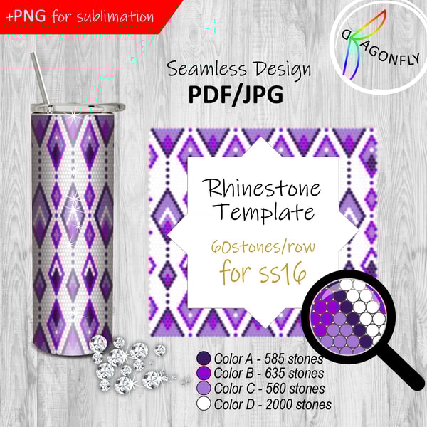 Diamond Rhinestone Tumbler Template 20OZ /SS16-4mm - 44 | Inspire Uplift