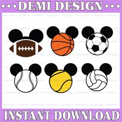 Mickey Mouse Sport, Disney Mickey and Minnie svg, 5 FILES Disney Princess, Quotes files