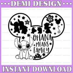 mickey outline lilo and stitch ohana means family svg, png, dxf, disney svg