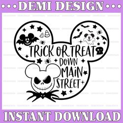 let's trick or treat down main street mickey - youth svg , disney kids, halloween kids, mickey trick or treat