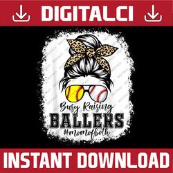 leopard busy raising ballers softball baseball bleached mother day png, happy mother's day sublimation design