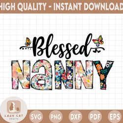 blessed nanny, nanny png files for sublimation printing, family, nanny clipart, nanny gift, floral nanny, friendly tree