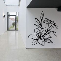 Lily Flower, Flower, Nature, Decorative Flowers On The Wall Sticker Vinyl Decal Mural Art Decor