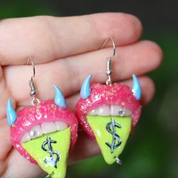 Cool pink glitter earrings
