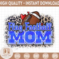 flag football mom png image, blue leopard design, sublimation designs downloads, png file