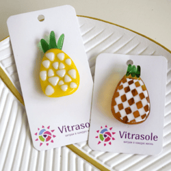 Pineapple brooch fused glass - pineapple gifts - Original accessory glass pin