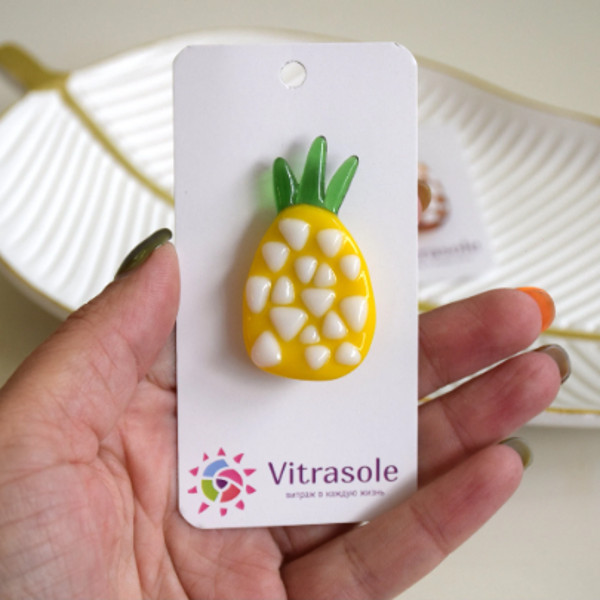 pineapple brooch fused glass - pineapple gifts - Original accessory glass pin
